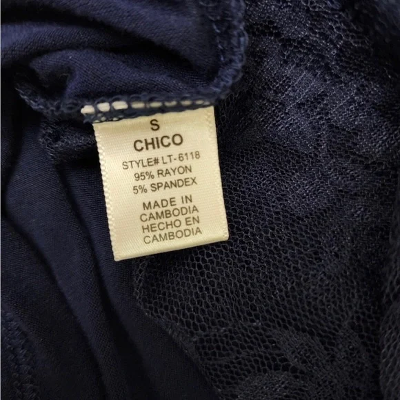 Navy Blue Lace Top, Women's Small - Picture 6 of 8